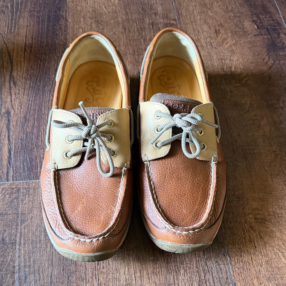 Sperry Two-Tone Brown and Tan Leather Boat Shoes